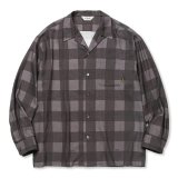 【30%OFF】CALEE/RAYON CHECK OPEN COLLAR L/S SH（BLACK）［レーヨンチェックオープンカラーシャツ-24春夏］