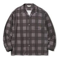 【30%OFF】CALEE/RAYON CHECK OPEN COLLAR L/S SH（BLACK）［レーヨンチェックオープンカラーシャツ-24春夏］