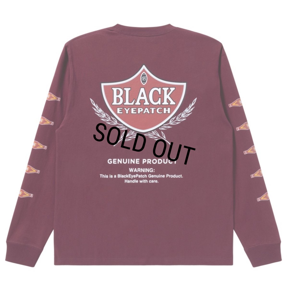 画像1: BlackEyePatch/SWEET CIGAR LABEL L/S TEE（BURGUNDY） (1)
