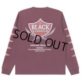 BlackEyePatch/SWEET CIGAR LABEL L/S TEE（BURGUNDY）