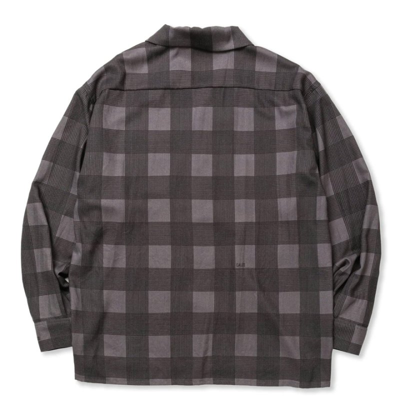 画像2: 【40%OFF】CALEE/RAYON CHECK OPEN COLLAR L/S SH（BLACK）［レーヨンチェックオープンカラーシャツ-24春夏］