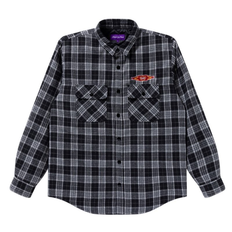 画像1: BlackEyePatch/SWEET CIGAR QUILTED FLANNEL SHIRT(BLACK)