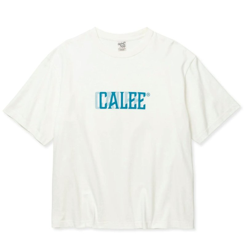 画像1: 【30%OFF】CALEE/DROP SHOULDER CALEE BLUR LOGO TEE（WHITE）［ドロップショルダープリントT-24春夏］