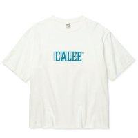 【30%OFF】CALEE/DROP SHOULDER CALEE BLUR LOGO TEE（WHITE）［ドロップショルダープリントT-24春夏］