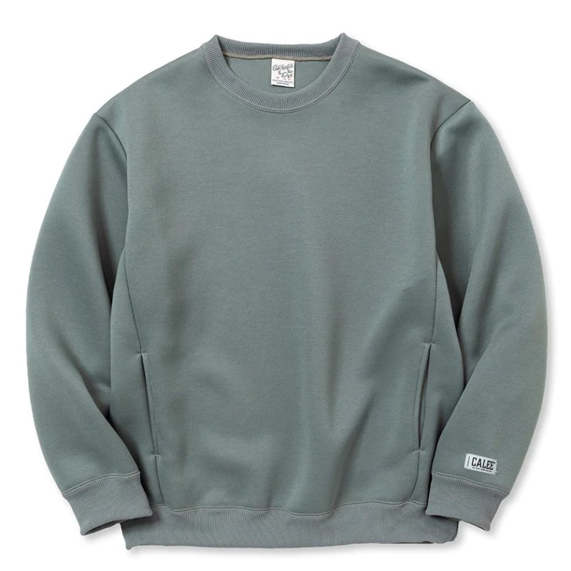 画像1: 【40%OFF】CALEE/MULTI WAY DOUBLE KNIT CREW NECK SW（BLUE GRAY）［クルーネックスウェット-23秋冬］