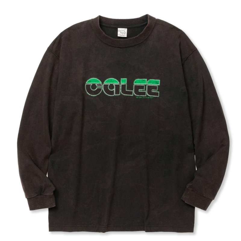 画像1: CALEE/CALEE LOGO POWDER BLEACH DROP SHOULDER L/S TEE（USED BLACK） 【30%OFF】［パウダーブリーチ長袖T-24春夏］