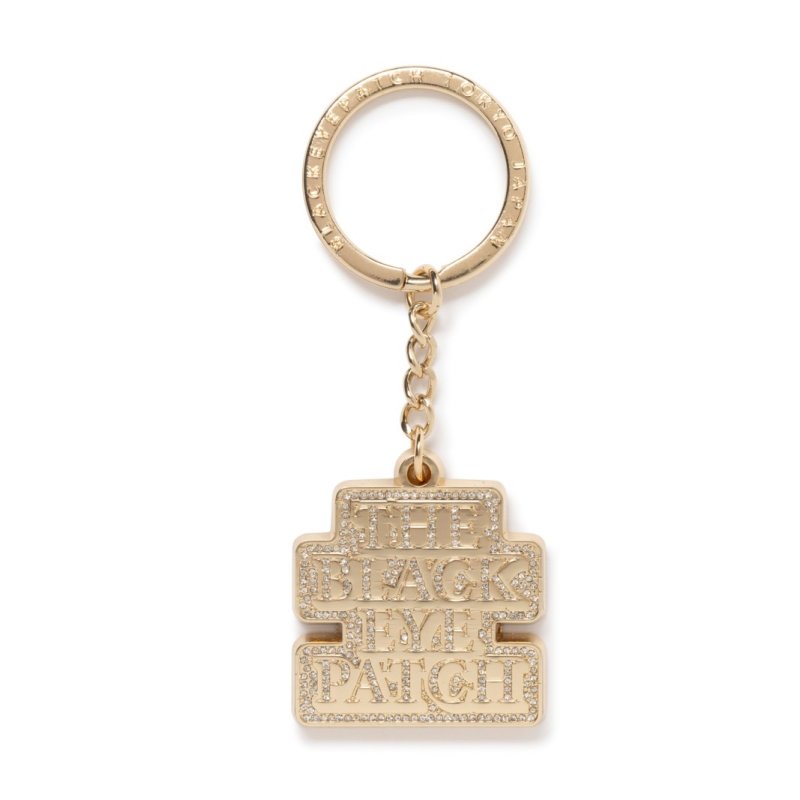 画像1: BlackEyePatch/RHINESTONED OG LABEL PLATED KEYCHAIN（GOLD）