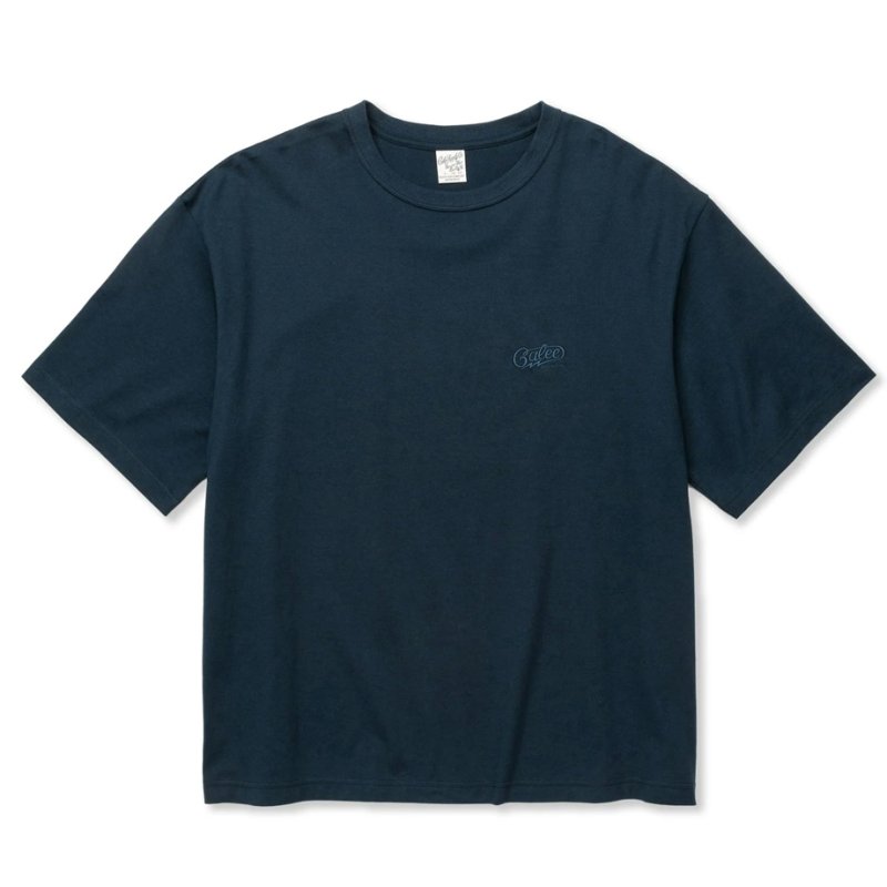 画像1: 【30%OFF】CALEE/EMBROIDERY DROP SHOULDER S/S TEE（NAVY）［ドロップショルダー刺繍T-24春夏］