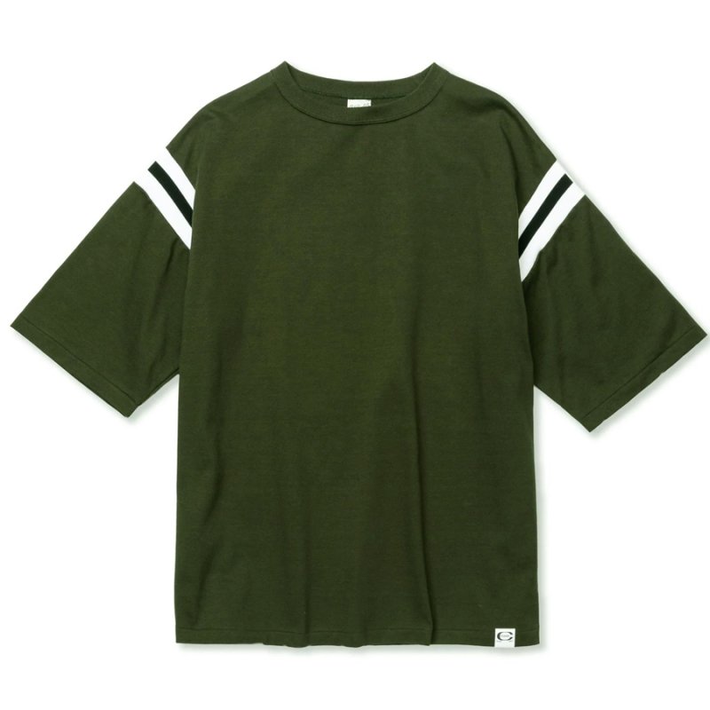 画像1: 【40%OFF】CALEE/VINTAGE TYPE FOOT BALL TEE（OLIVE）［フットボールT-24春夏］