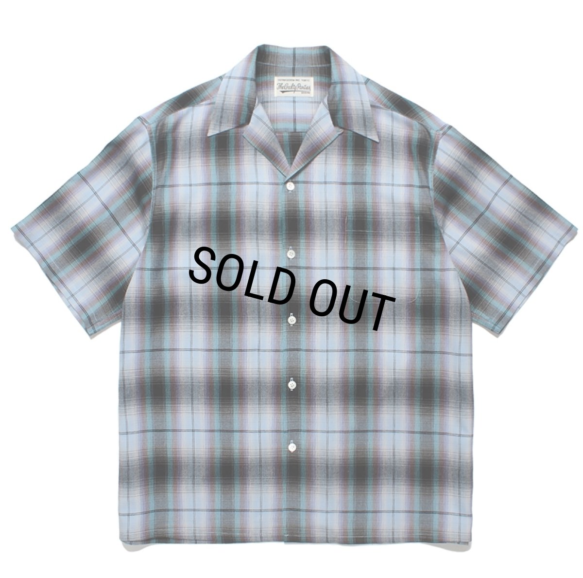 画像1: WACKO MARIA/OMBRE CHECK OPEN COLLAR SHIRT（BLUE）［オンブレチェックオープンカラーシャツ-24春夏］ (1)