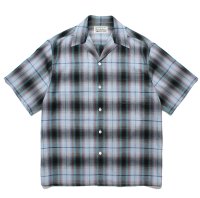 WACKO MARIA/OMBRE CHECK OPEN COLLAR SHIRT（BLUE）［オンブレチェックオープンカラーシャツ-24春夏］