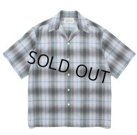 WACKO MARIA/OMBRE CHECK OPEN COLLAR SHIRT（BLUE）［オンブレチェックオープンカラーシャツ-24春夏］