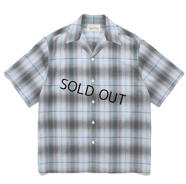 画像1: WACKO MARIA/OMBRE CHECK OPEN COLLAR SHIRT（BLUE）［オンブレチェックオープンカラーシャツ-24春夏］