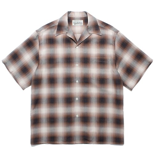 他の写真1: WACKO MARIA/OMBRE CHECK OPEN COLLAR SHIRT（BROWN）［オンブレチェックオープンカラーシャツ-24春夏］