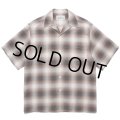 WACKO MARIA/OMBRE CHECK OPEN COLLAR SHIRT（BROWN）［オンブレチェックオープンカラーシャツ-24春夏］