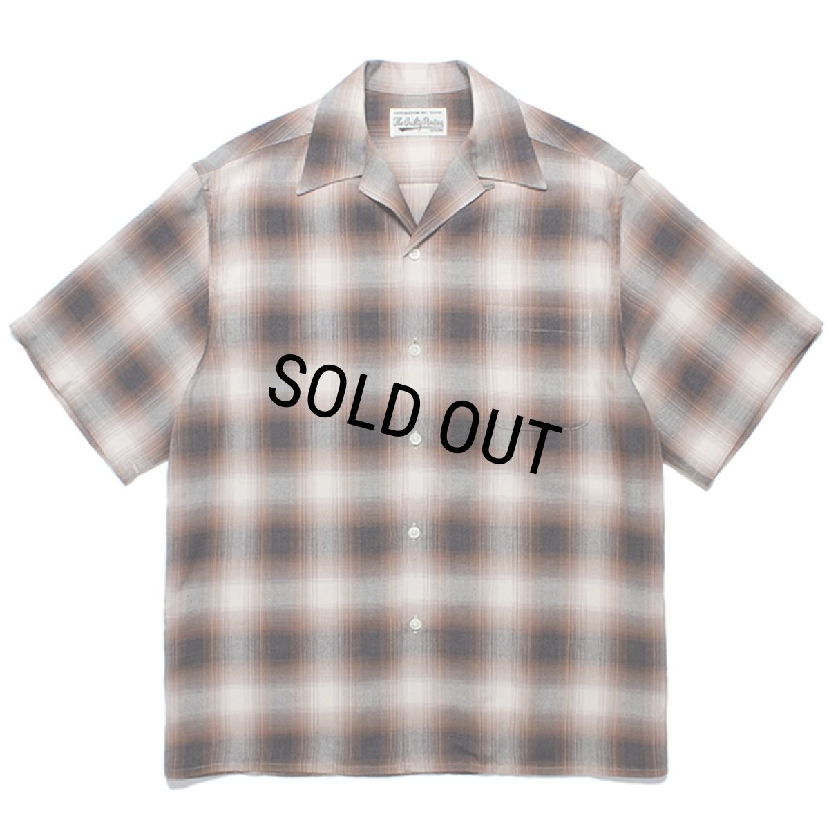 画像1: WACKO MARIA/OMBRE CHECK OPEN COLLAR SHIRT（BROWN）［オンブレチェックオープンカラーシャツ-24春夏］ (1)