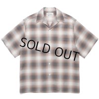 WACKO MARIA/OMBRE CHECK OPEN COLLAR SHIRT（BROWN）［オンブレチェックオープンカラーシャツ-24春夏］