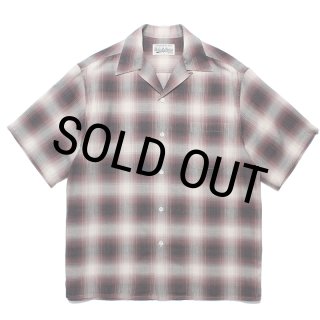 WACKO MARIA/OMBRE CHECK OPEN COLLAR SHIRT（PURPLE）［オンブレ