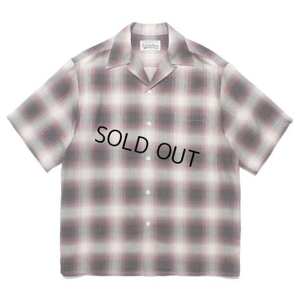 画像1: WACKO MARIA/OMBRE CHECK OPEN COLLAR SHIRT（PURPLE）［オンブレチェックオープンカラーシャツ-24春夏］