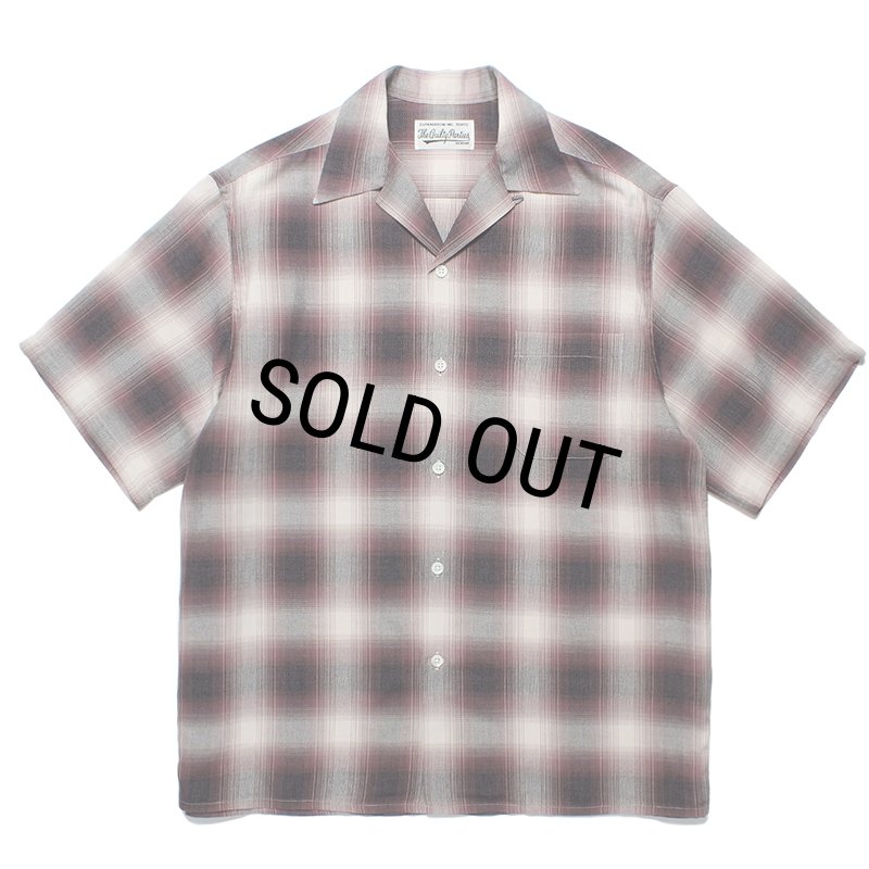 WACKO MARIA/OMBRE CHECK OPEN COLLAR SHIRT（PURPLE）［オンブレ