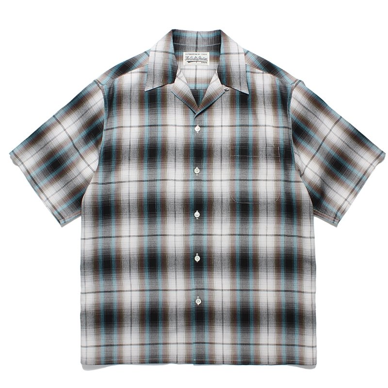 画像1: WACKO MARIA/OMBRE CHECK OPEN COLLAR SHIRT（WHITE）［オンブレチェックオープンカラーシャツ-24春夏］