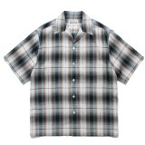 WACKO MARIA/OMBRE CHECK OPEN COLLAR SHIRT（WHITE）［オンブレチェックオープンカラーシャツ-24春夏］