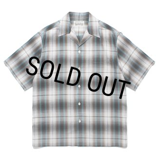 WACKO MARIA/OMBRE CHECK OPEN COLLAR SHIRT（WHITE）［オンブレ