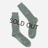 TIGHTBOOTH/COLLEGE WAFFLE SOCKS（Green） 【20%OFF】［ワッフルソックス-24春夏］