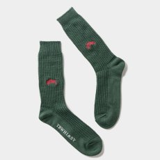 画像1: TIGHTBOOTH/COLLEGE WAFFLE SOCKS（Green） 【20%OFF】［ワッフルソックス-24春夏］ (1)