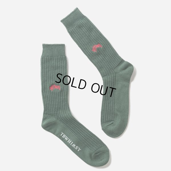 画像1: TIGHTBOOTH/COLLEGE WAFFLE SOCKS（Green） 【20%OFF】［ワッフルソックス-24春夏］