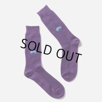 TIGHTBOOTH/COLLEGE WAFFLE SOCKS（Purple）［ワッフルソックス-24春夏］