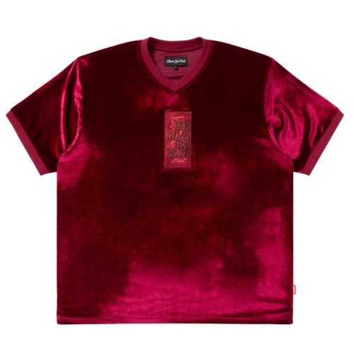 他の写真1: BlackEyePatch/HWC LABEL EMBROIDERED VELOUR V NECK S/S SHIRT（BURGUNDY）