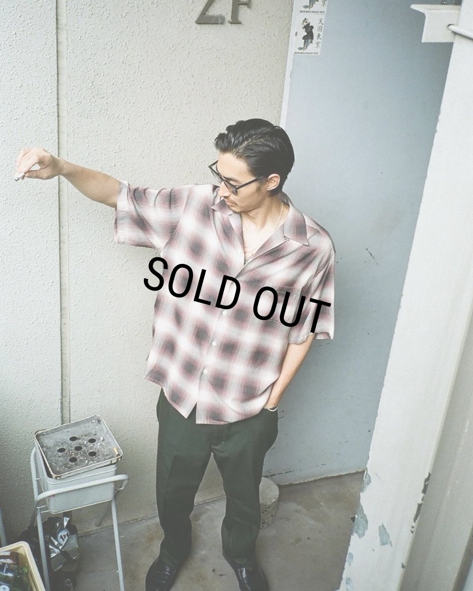 画像2: WACKO MARIA/OMBRE CHECK OPEN COLLAR SHIRT（PURPLE）［オンブレチェックオープンカラーシャツ-24春夏］ (2)