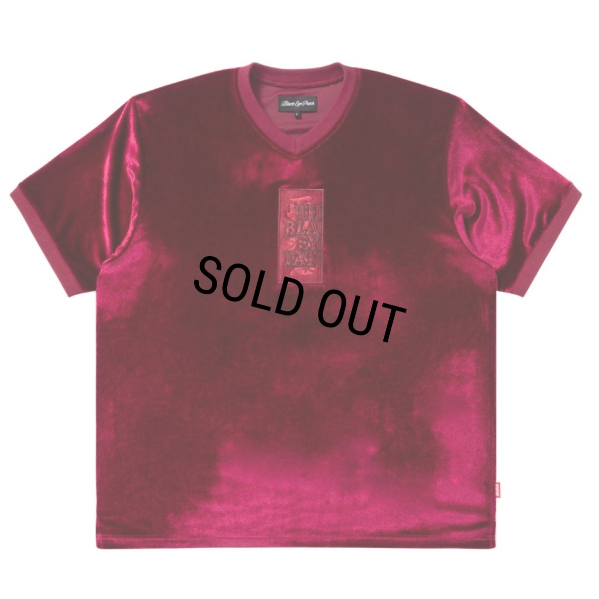 画像1: BlackEyePatch/HWC LABEL EMBROIDERED VELOUR V NECK S/S SHIRT（BURGUNDY） (1)