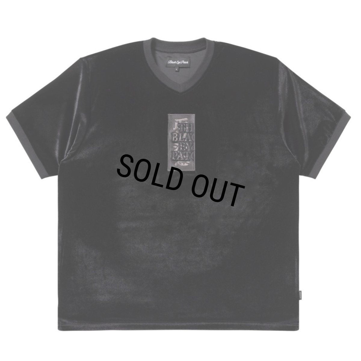 画像1: BlackEyePatch/HWC LABEL EMBROIDERED VELOUR V NECK S/S SHIRT（BLACK） (1)