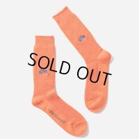 TIGHTBOOTH/COLLEGE WAFFLE SOCKS（Orange）［ワッフルソックス-24春夏］