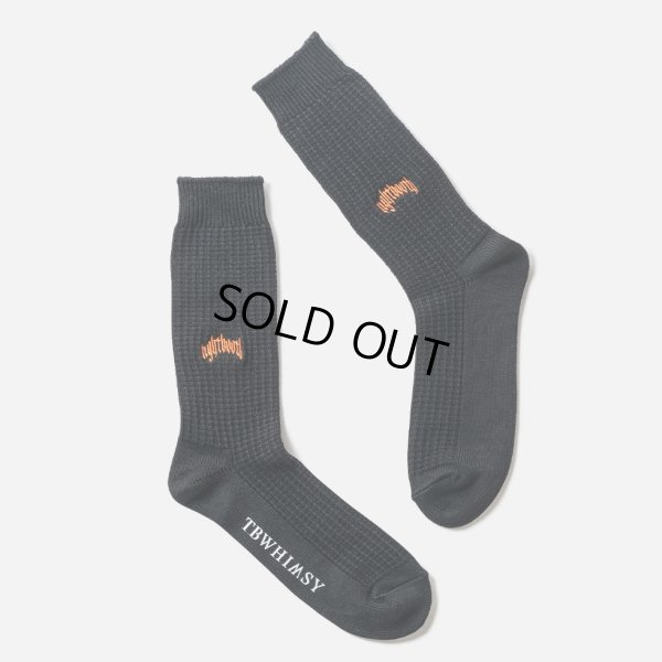 画像1: TIGHTBOOTH/COLLEGE WAFFLE SOCKS（Black）［ワッフルソックス-24春夏］