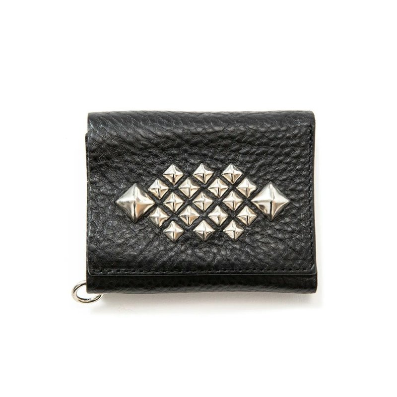 画像1: CALEE/STUDS LEATHER MULTI WALLET（BLACK）［スタッズレザーマルチウォレット-24春夏］