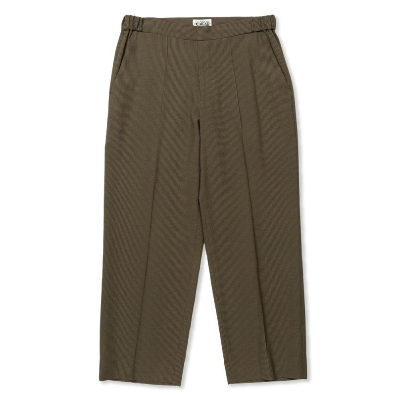 画像1: 【40%OFF】CALEE/R/SUCKER WIDE SLACKS（OLIVE）［シアサッカーワイドスラックス-24春夏］
