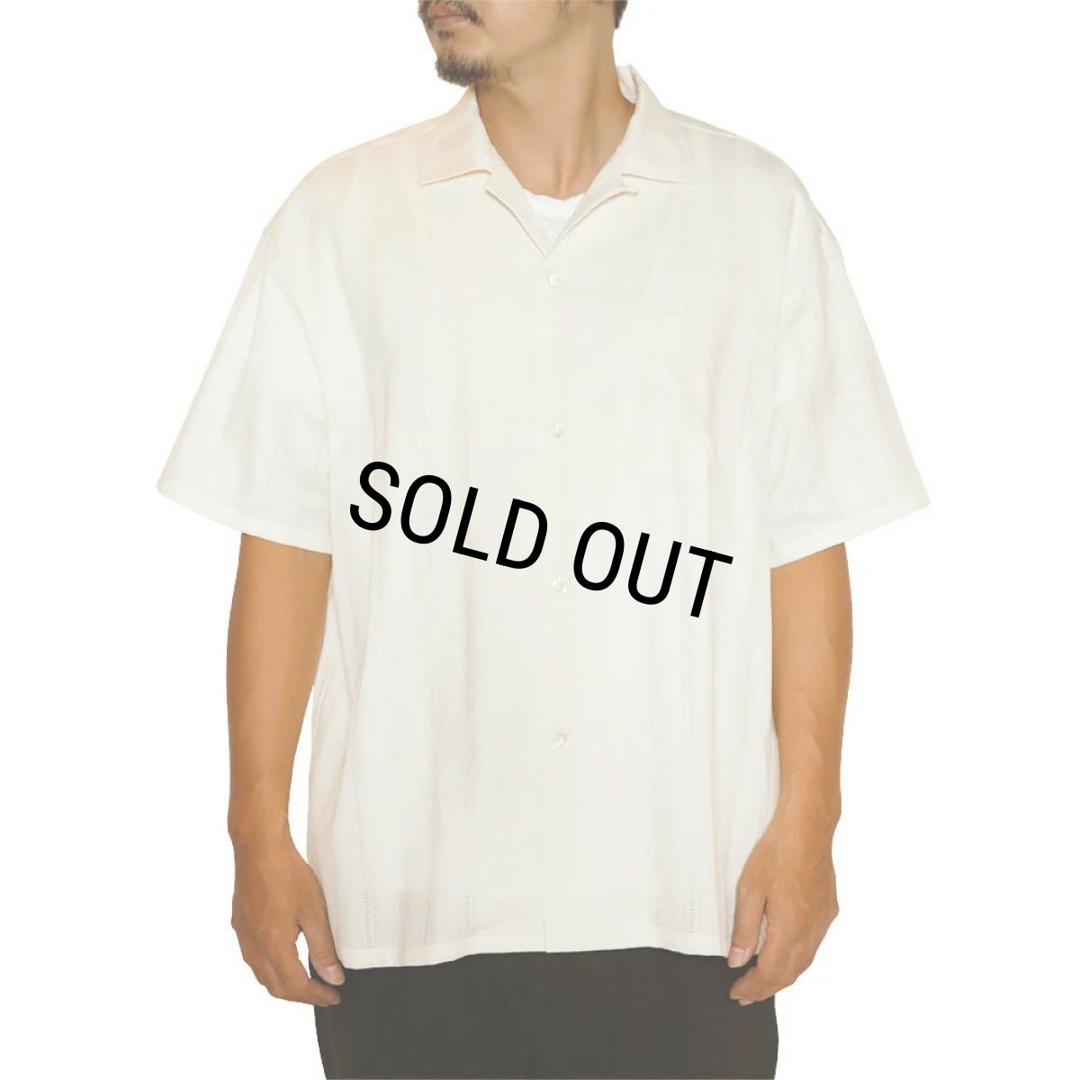 画像2: CALEE/VINTAGE TYPE LENO CLOTH OPEN COLLAR SH（BLACK）［オープンカラーシャツ-24春夏］ (2)