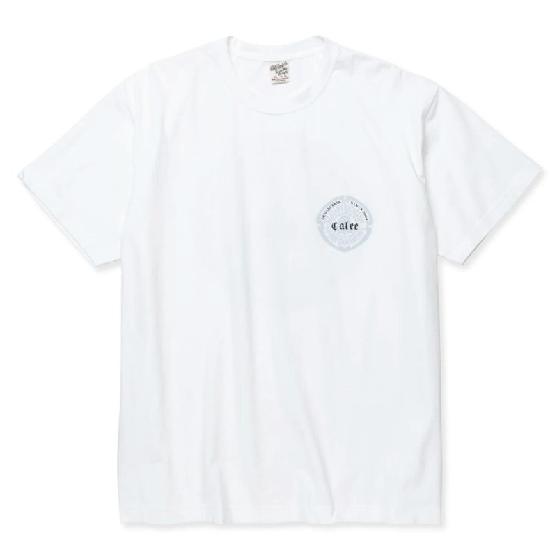 画像1: 【30%OFF】CALEE/STRETCH EMBLEM LOGO TEE ＜NATURALLY PAINT DESIGN＞（WHITE）［プリントT-24春夏］