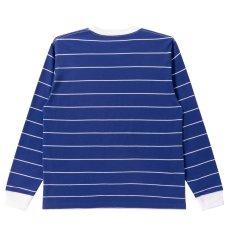 画像2: BlackEyePatch/OE LOGO EMBROIDERED STRIPED L/S TEE(BLUE) (2)