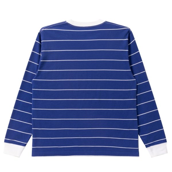 画像2: BlackEyePatch/OE LOGO EMBROIDERED STRIPED L/S TEE（BLUE）