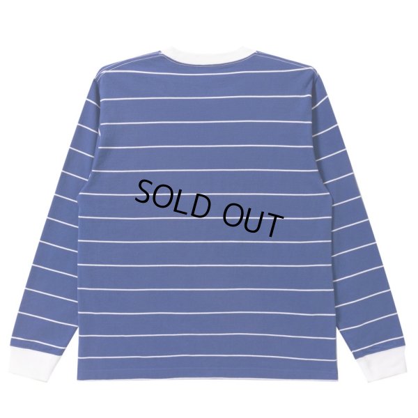 画像2: BlackEyePatch/OE LOGO EMBROIDERED STRIPED L/S TEE（BLUE）