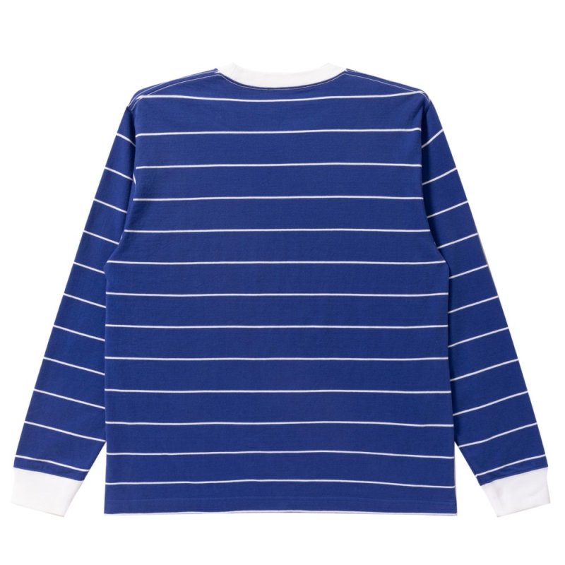 画像2: BlackEyePatch/OE LOGO EMBROIDERED STRIPED L/S TEE(BLUE)