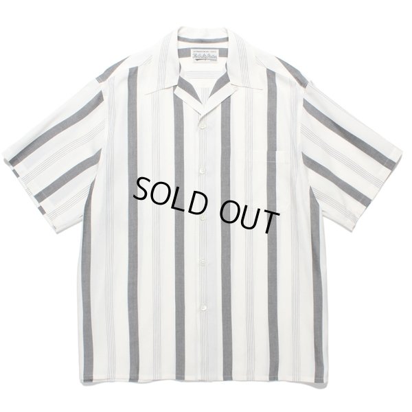 画像1: WACKO MARIA/STRIPED OPEN COLLAR SHIRT（WHITE）［ストライプオープンカラーシャツ-24春夏］