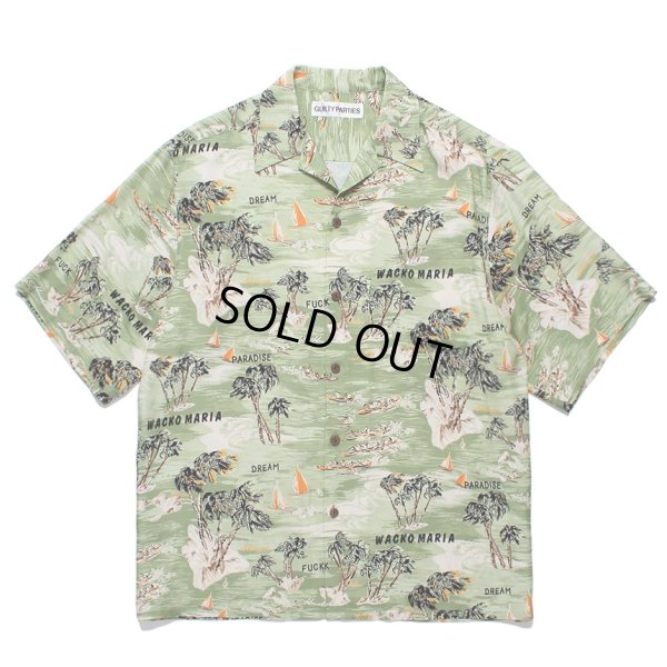 画像1: WACKO MARIA/HAWAIIAN SHIRT（GREEN）［ハワイアンシャツ-24春夏］