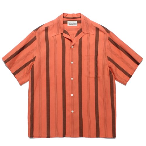 他の写真1: WACKO MARIA/STRIPED OPEN COLLAR SHIRT（ORANGE）［ストライプオープンカラーシャツ-24春夏］