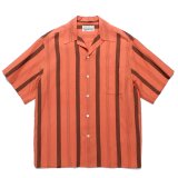 WACKO MARIA/STRIPED OPEN COLLAR SHIRT（ORANGE）［ストライプオープンカラーシャツ-24春夏］