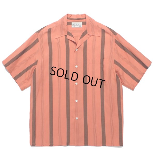 画像1: WACKO MARIA/STRIPED OPEN COLLAR SHIRT（ORANGE）［ストライプオープンカラーシャツ-24春夏］